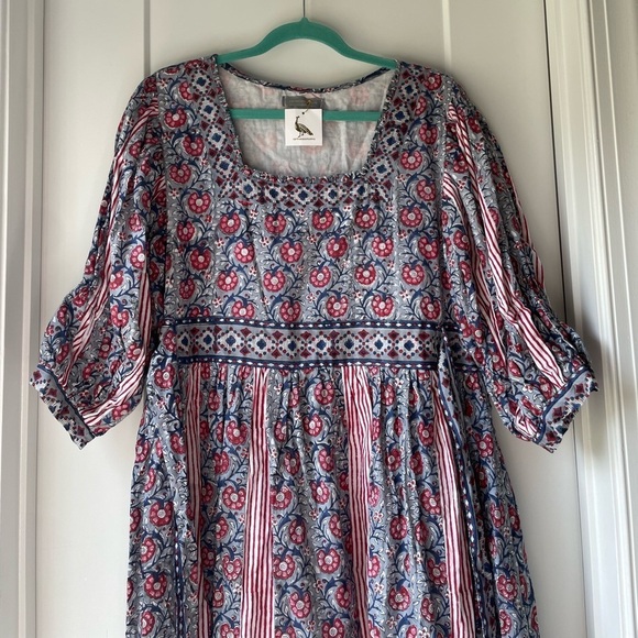 NWT Cynthia Cazort Collins Lotus Cotton Scandi Girl Midi Maxi Dress - Picture 3 of 9